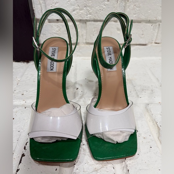 Steve Madden Green and White Heeled Sandals - Picture 2 of 3